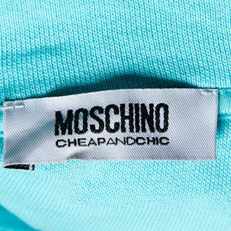 Pre Owned Moschino Cheap And Chic Multicolor printed Cotton Knit Sleeveless Hoodie L