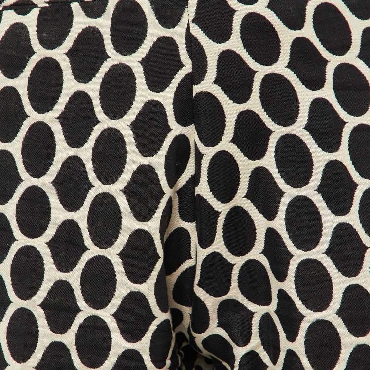 Pre Owned Moschino Black Patterned Cotton Jacquard Capri Pants L