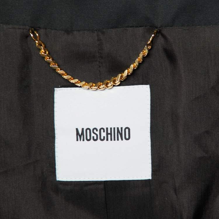 Pre Owned Moschino Black Synthetic Drape Detail Balloon Style Mini Dress 