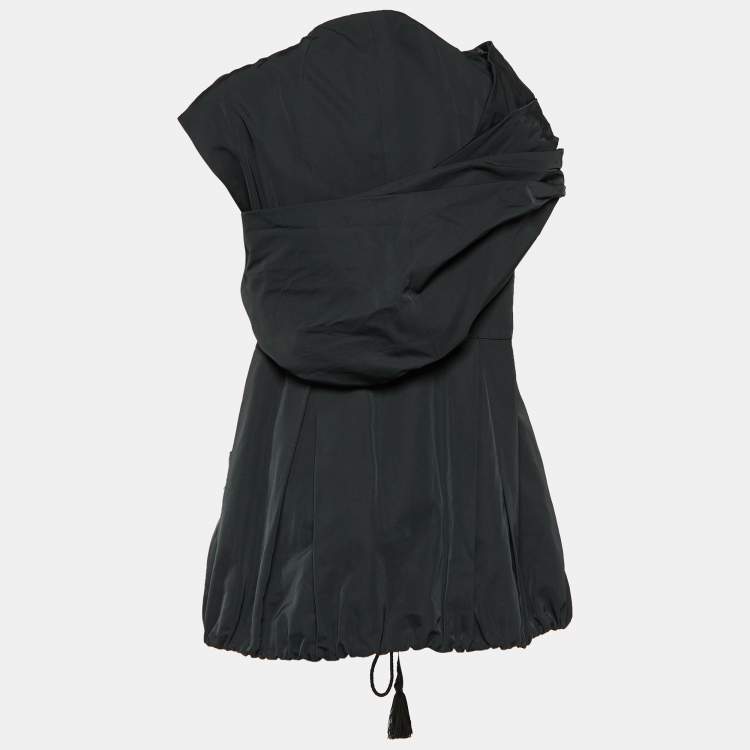 Pre Owned Moschino Black Synthetic Drape Detail Balloon Style Mini Dress 