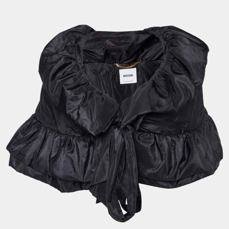 Pre Owned Moschino Black Silk Puffer cape Jacket M