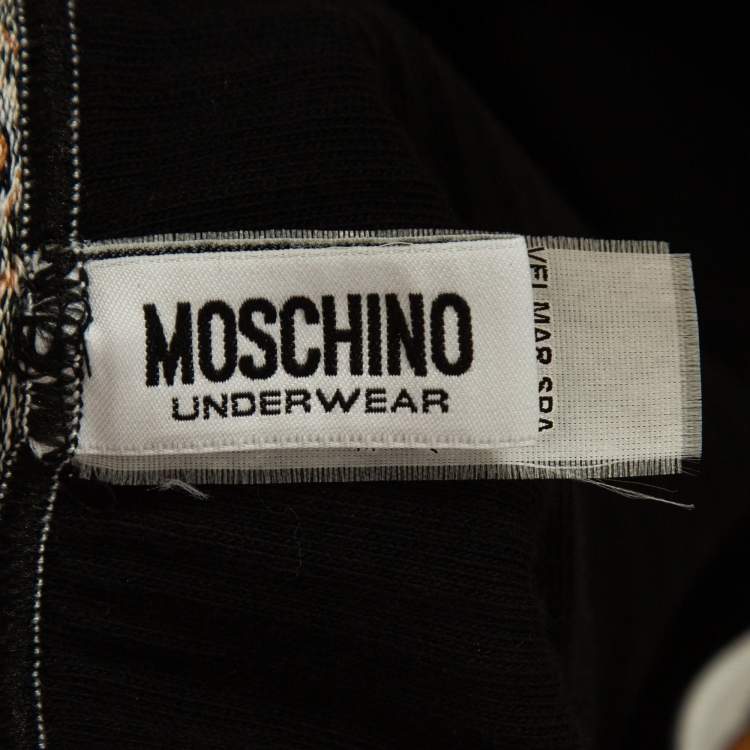 Pre Owned Moschino Black Cotton Knit Waist Band Detail Leggings L