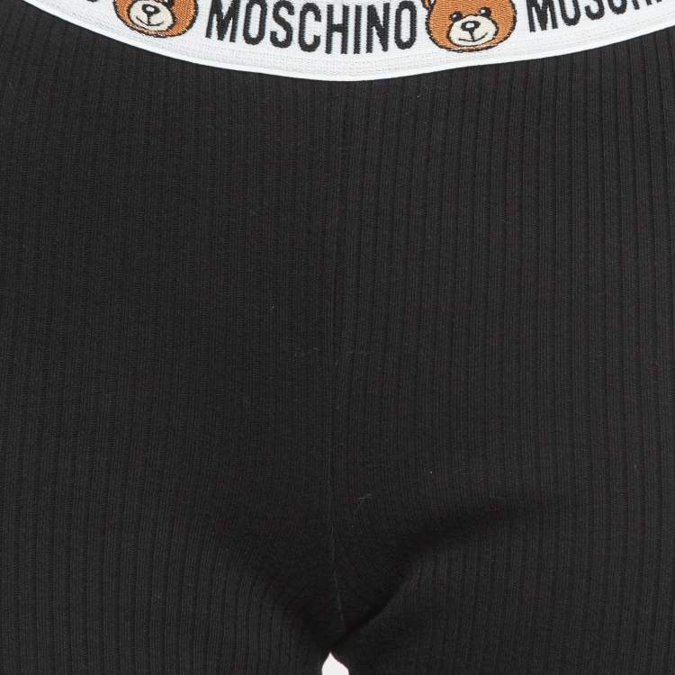 Pre Owned Moschino Black Cotton Knit Waist Band Detail Leggings L