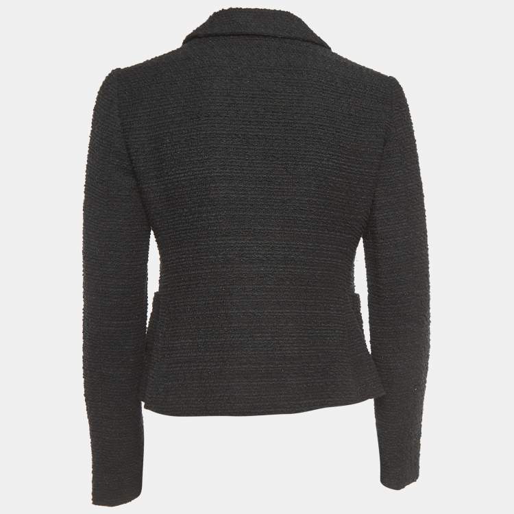 Pre Owned Moschino Black Tweed Embellished Single Breasted Blazer S