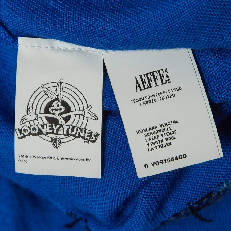 Pre Owned Moschino Couture Blue Daffy Duck Intarsia Wool Sweatshirt M