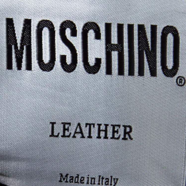 Pre Owned Moschino Black Zip Detail Leather Skirt S