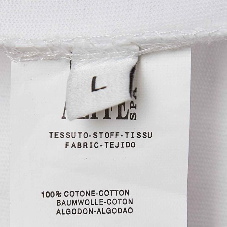 Pre Owned Moschino White Teddy Print Cotton Crew Neck T-Shirt L