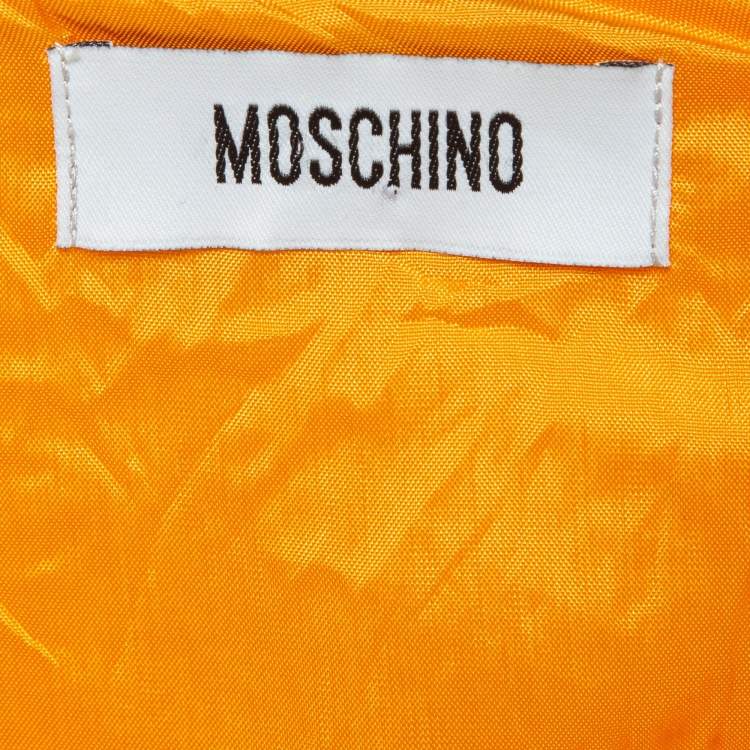 Pre Owned Moschino Orange Textured Cotton Blend Tulip Petal Sheath Dress M