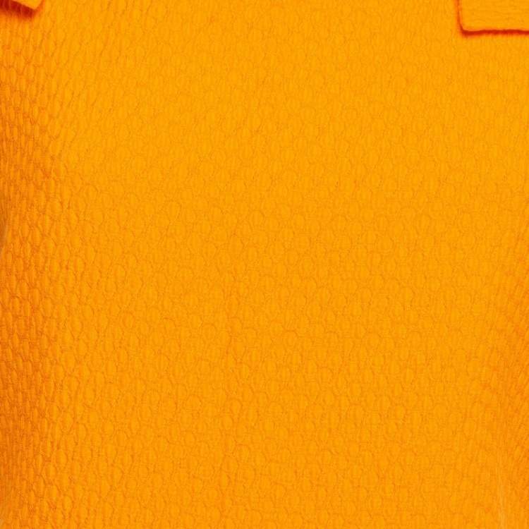 Pre Owned Moschino Orange Textured Cotton Blend Tulip Petal Sheath Dress M