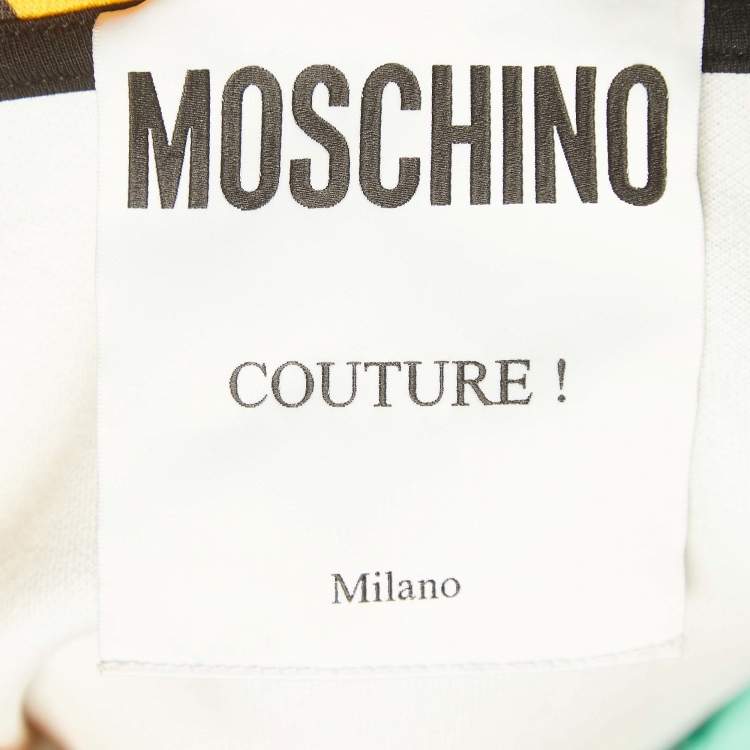 Pre Owned Moschino Multicolor Printed Jersey Oversized Hoodie S