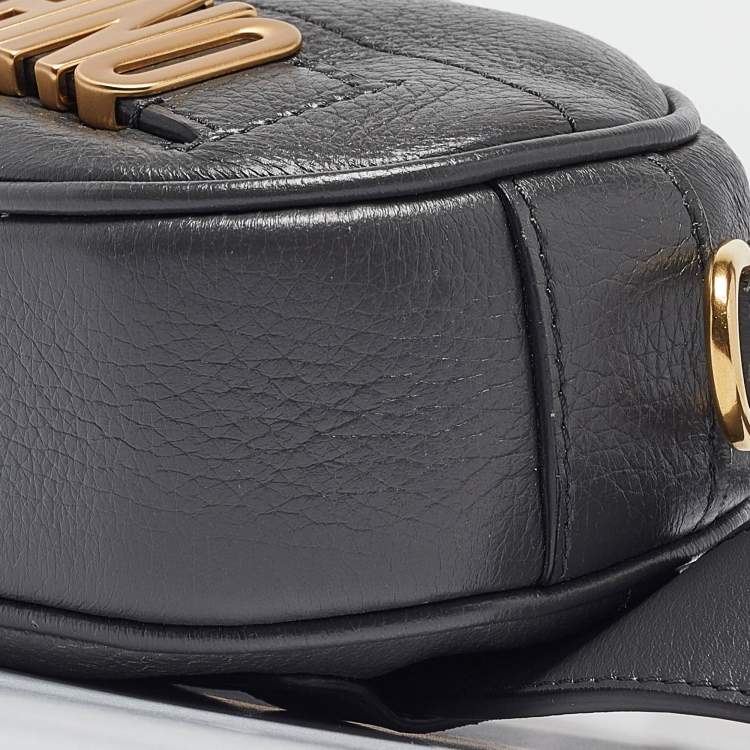 Pre Owned Moschino Grey Leather Mini Classic Logo Belt Bag