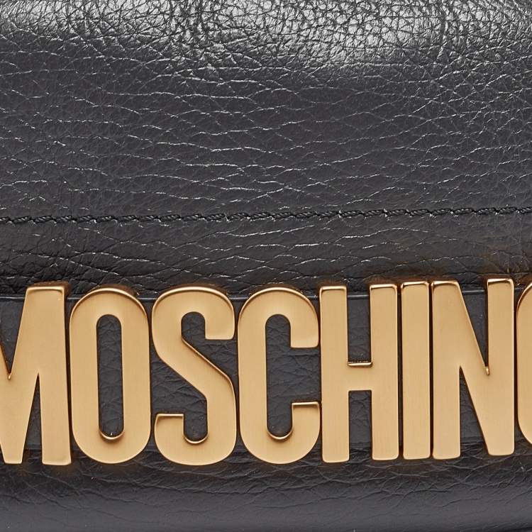 Pre Owned Moschino Grey Leather Mini Classic Logo Belt Bag