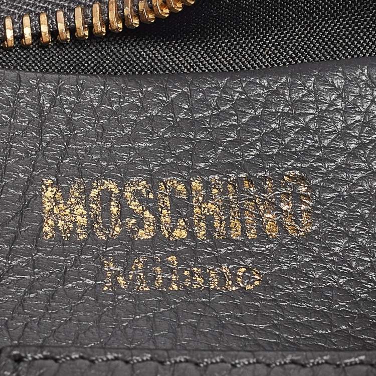 Pre Owned Moschino Grey Leather Mini Classic Logo Belt Bag