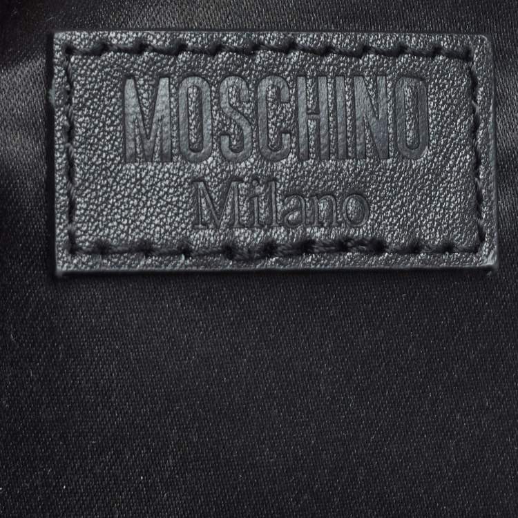 Pre Owned Moschino Black Nylon and Leather Classic Logo Bucket Bag