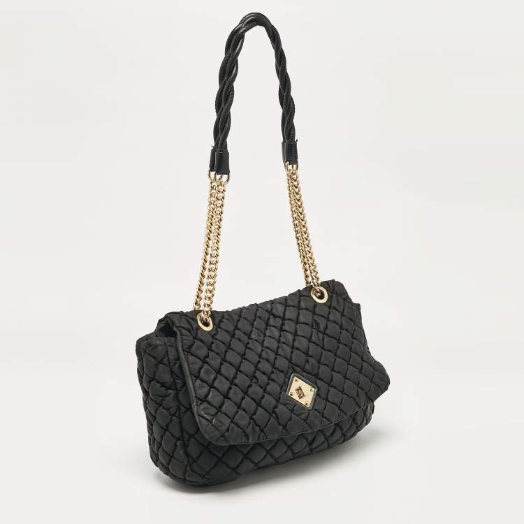 Pre Owned Moschino Black Quilted Nylon Flap Bag