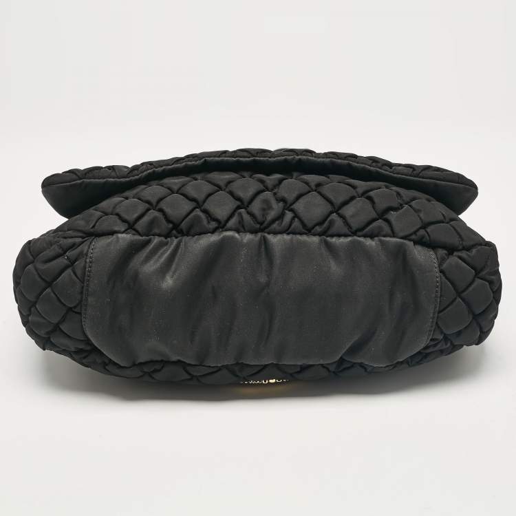 Pre Owned Moschino Black Quilted Nylon Flap Bag