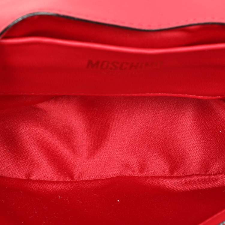Pre Owned Moschino Red Quilted Leather Chain Detail Shoulder Bag