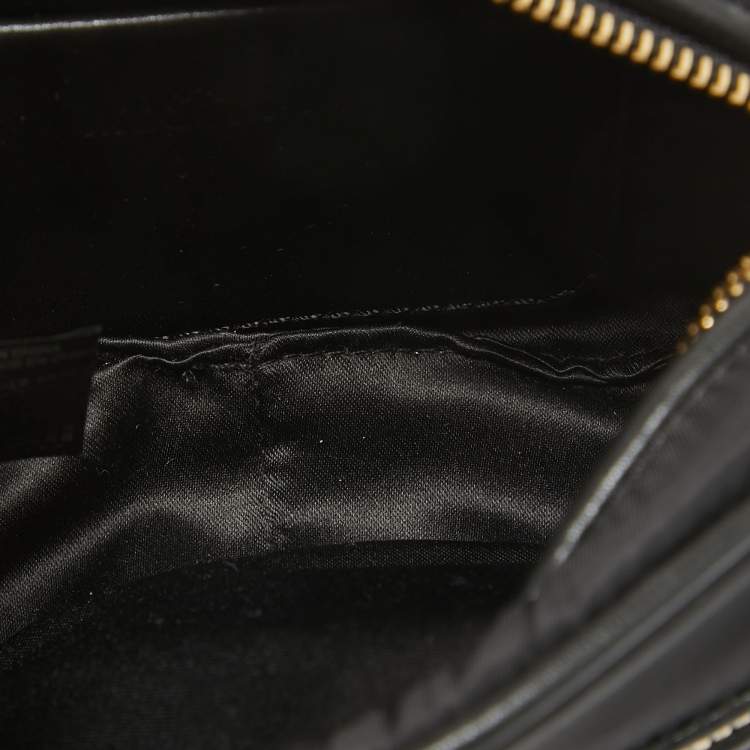 Pre Owned Moschino Black Leather and Nylon Classic Logo Camera Crossbody Bag