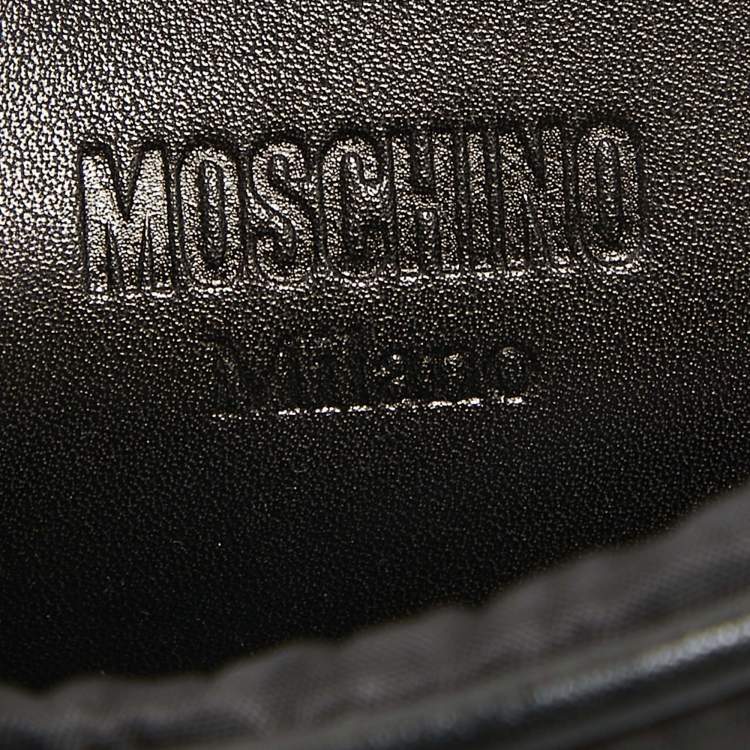 Pre Owned Moschino Black Leather and Nylon Classic Logo Camera Crossbody Bag