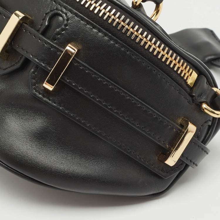 Pre Owned Moschino Black Leather Padlock Belt Bag