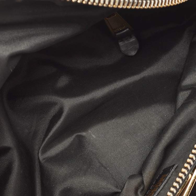 Pre Owned Moschino Black Leather Padlock Belt Bag