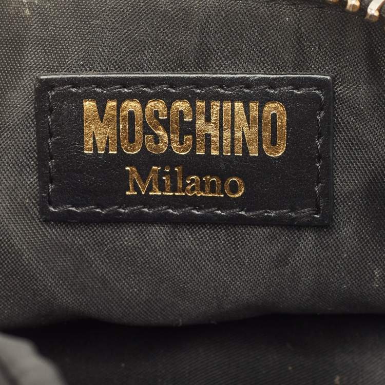 Pre Owned Moschino Black Leather Padlock Belt Bag