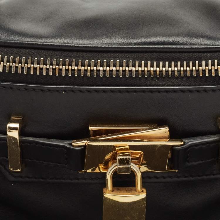 Pre Owned Moschino Black Leather Padlock Belt Bag