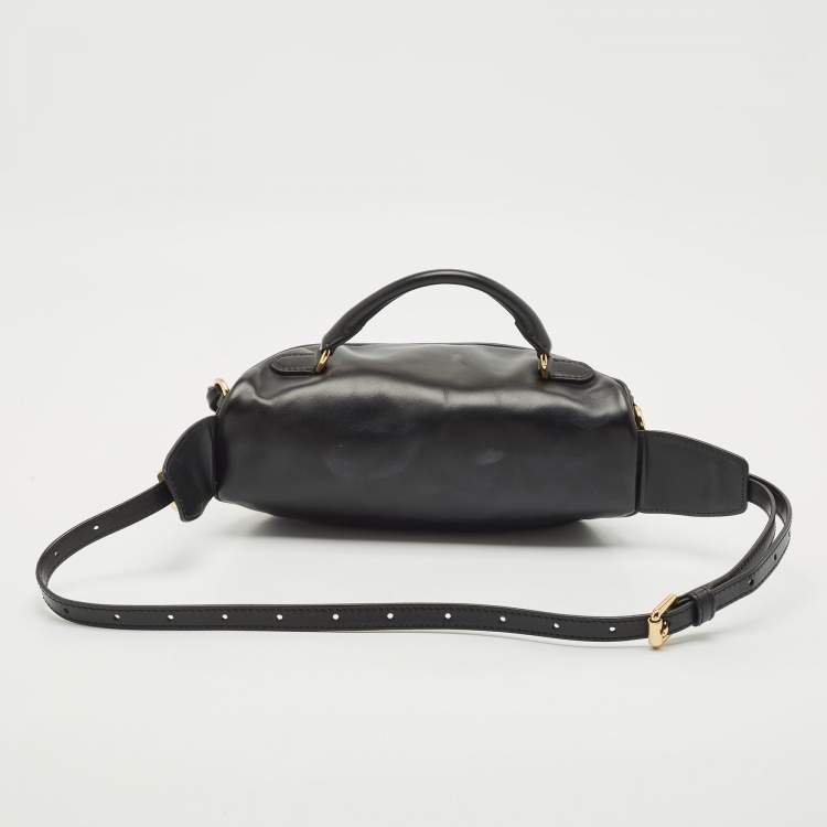 Pre Owned Moschino Black Leather Padlock Belt Bag