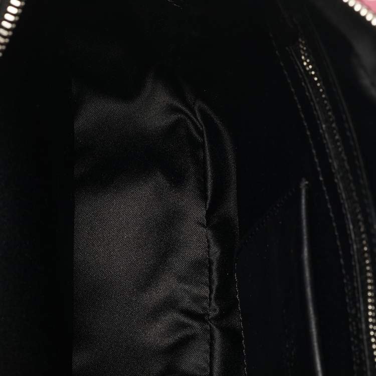 Pre Owned Moschino Black/Pink Coated Canvas and Leather Barbie Logo Crossbody Bag
