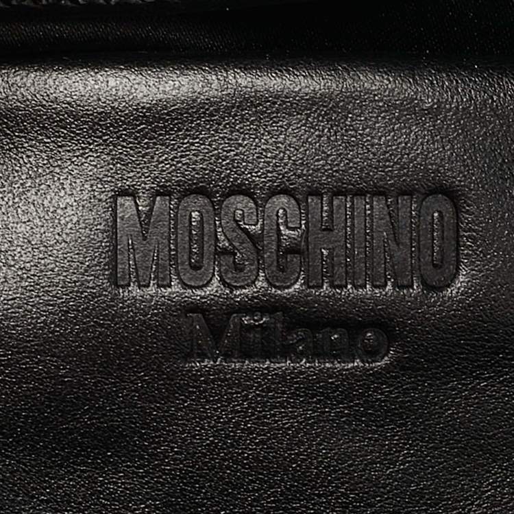 Pre Owned Moschino Black/Pink Coated Canvas and Leather Barbie Logo Crossbody Bag