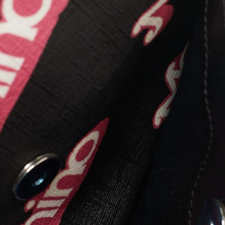 Pre Owned Moschino Black/Pink Coated Canvas and Leather Barbie Logo Crossbody Bag