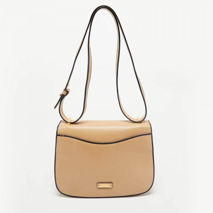 Pre Owned Moschino Natural Leather Flap Shoulder Bag