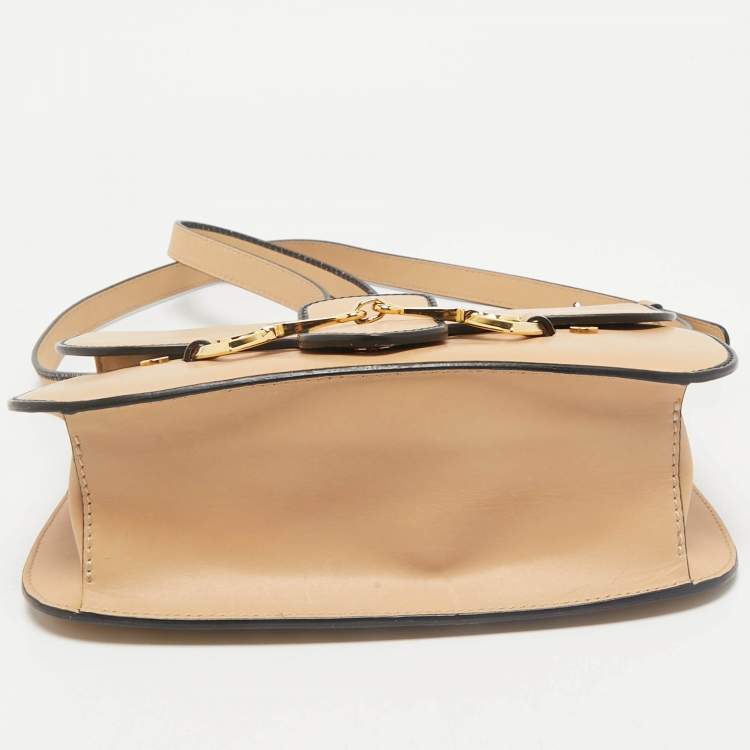 Pre Owned Moschino Natural Leather Flap Shoulder Bag