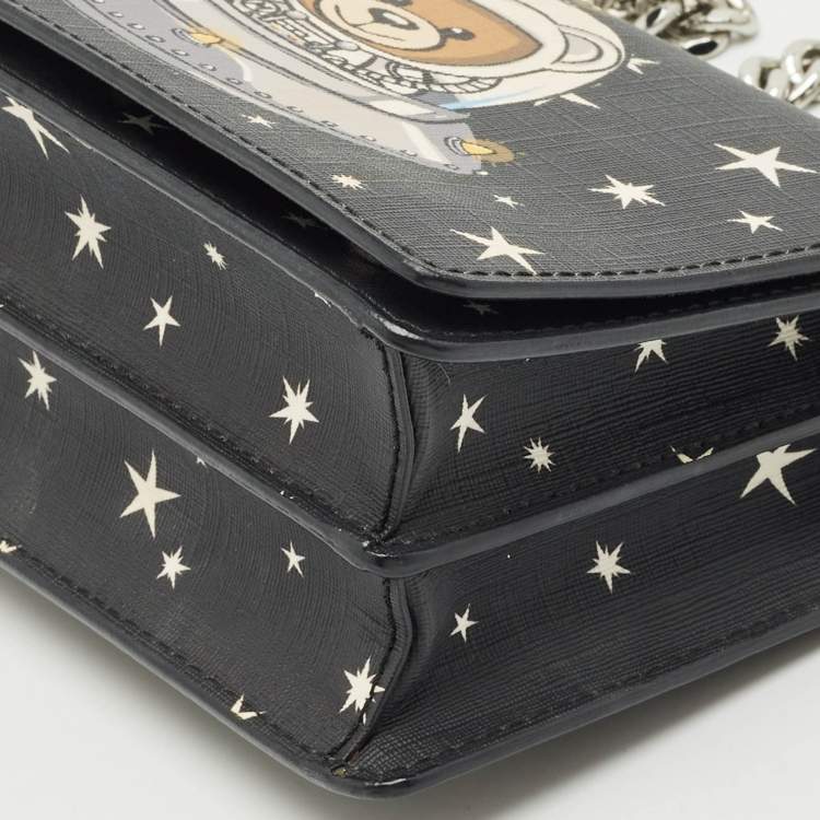 Pre Owned Moschino Black Leather Space Teddy Shoulder Bag