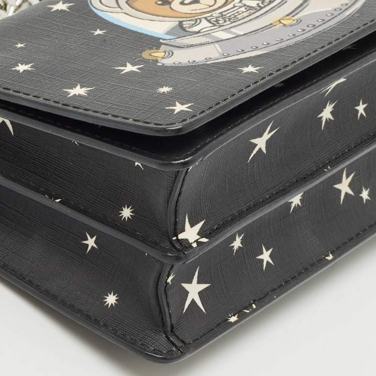 Pre Owned Moschino Black Leather Space Teddy Shoulder Bag