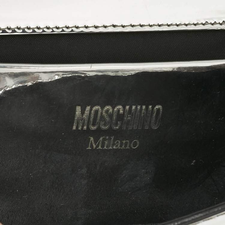 Pre Owned Moschino Silver Patent Leather and PVC Pill Pack Crossbody Bag