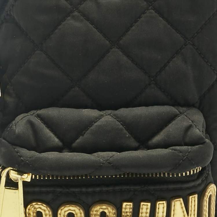 Pre Owned Moschino Black Quilted Nylon Mini Classic Logo Backpack