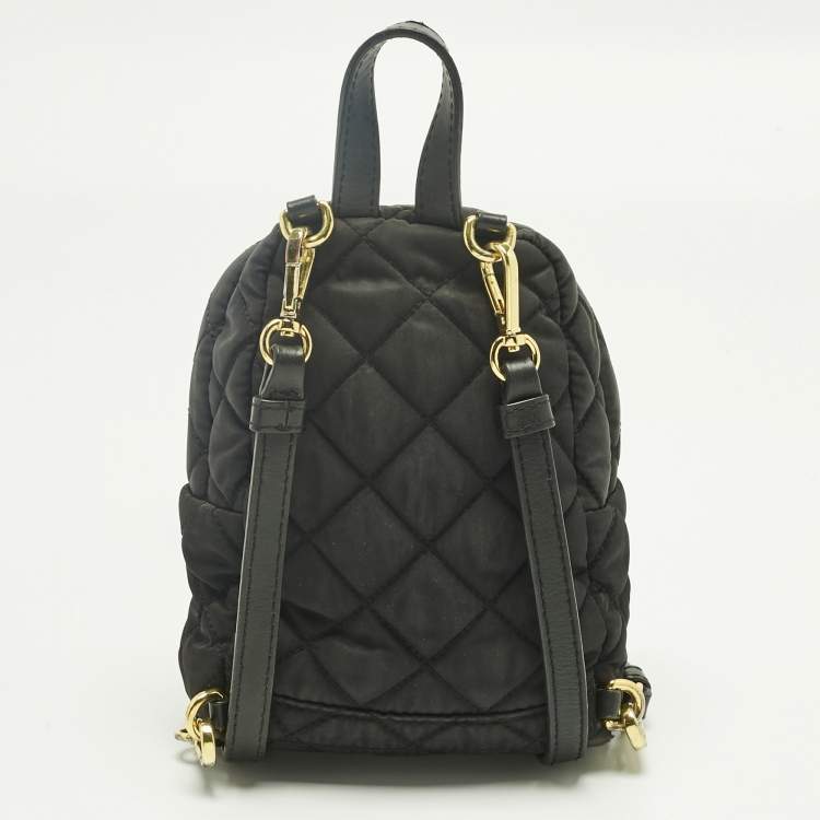 Pre Owned Moschino Black Quilted Nylon Mini Classic Logo Backpack