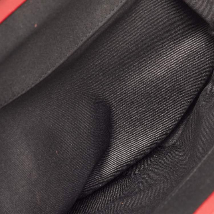 Pre Owned Moschino Black/Red Satin and Leather Tassel Floral Embroidered Shoulder Bag