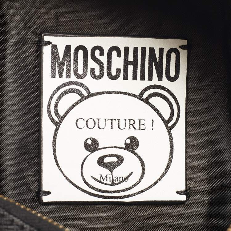 Pre Owned Moschino Jeremy Scott Bat Teddy Bear Mini Black Coated Canvas Backpack