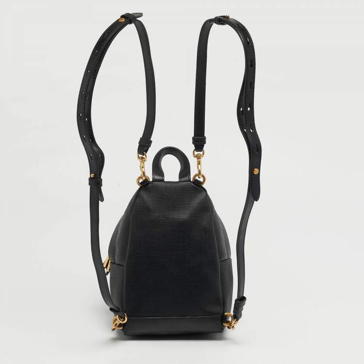 Pre Owned Moschino Jeremy Scott Bat Teddy Bear Mini Black Coated Canvas Backpack