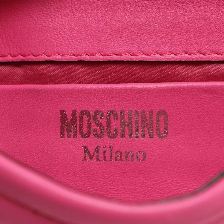 Pre Owned Moschino Capsule Biker Pink Leather Crossbody Bag