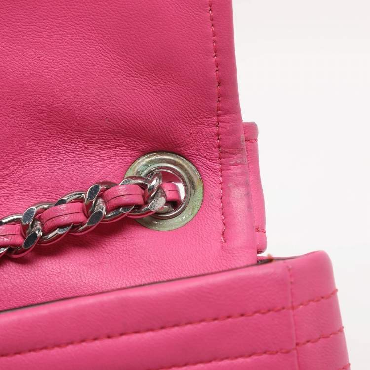 Pre Owned Moschino Capsule Biker Pink Leather Crossbody Bag