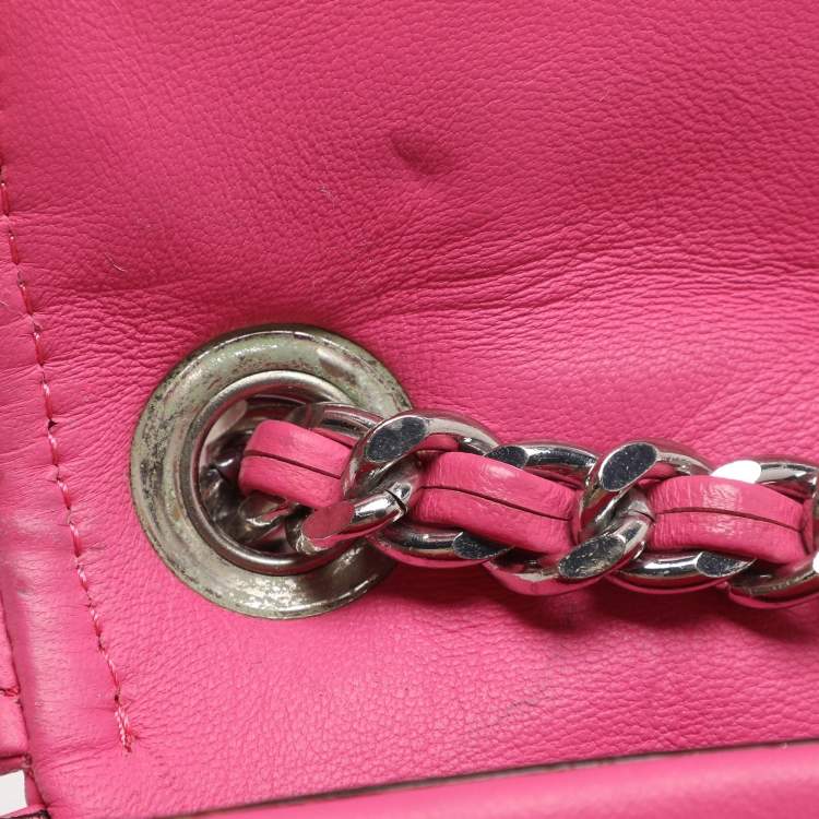 Pre Owned Moschino Capsule Biker Pink Leather Crossbody Bag