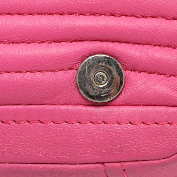 Pre Owned Moschino Capsule Biker Pink Leather Crossbody Bag