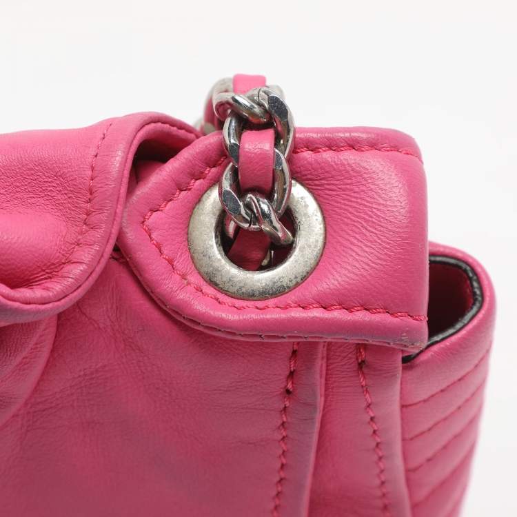 Pre Owned Moschino Capsule Biker Pink Leather Crossbody Bag