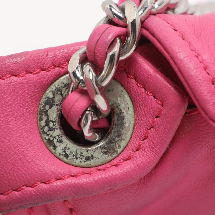 Pre Owned Moschino Capsule Biker Pink Leather Crossbody Bag