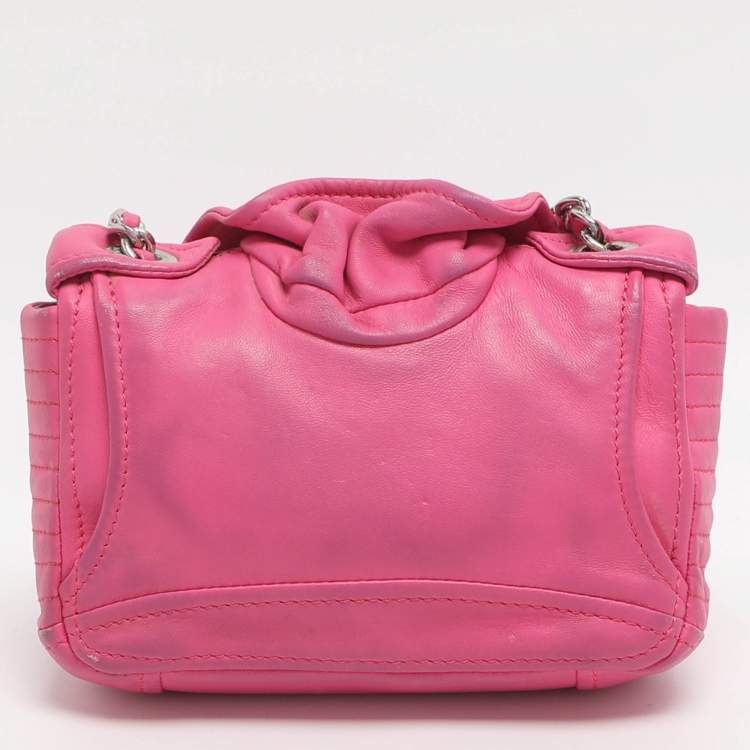 Pre Owned Moschino Capsule Biker Pink Leather Crossbody Bag