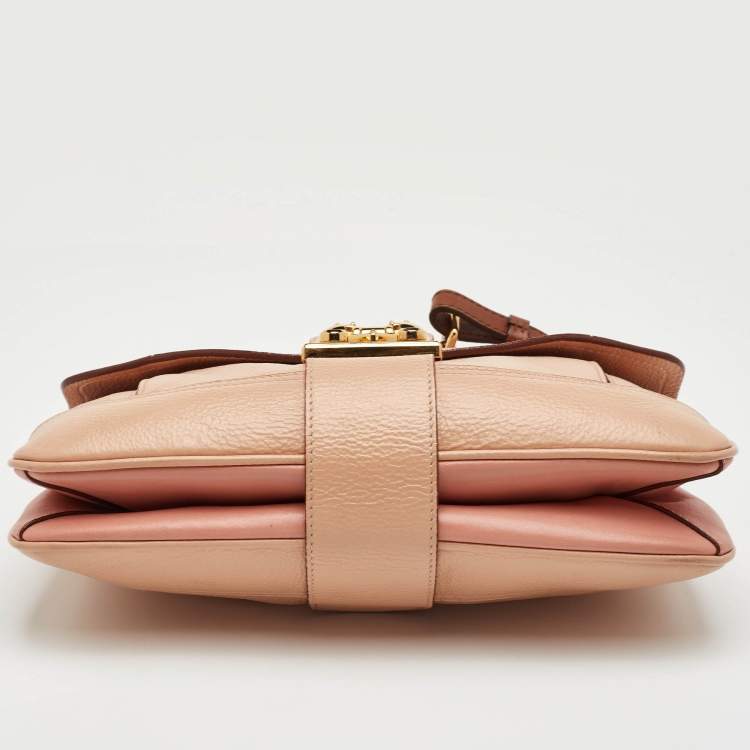 Pre Owned Moschino Hidden Lock Beige/Brown Leather Shoulder Bag