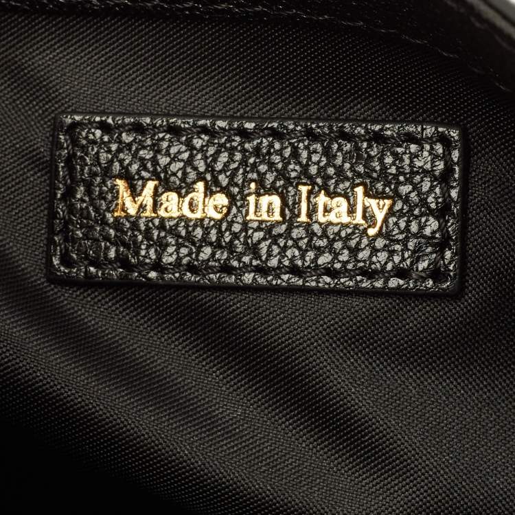 Pre Owned حقيبة كتف موسكينو شعار قلاب جلد أسود